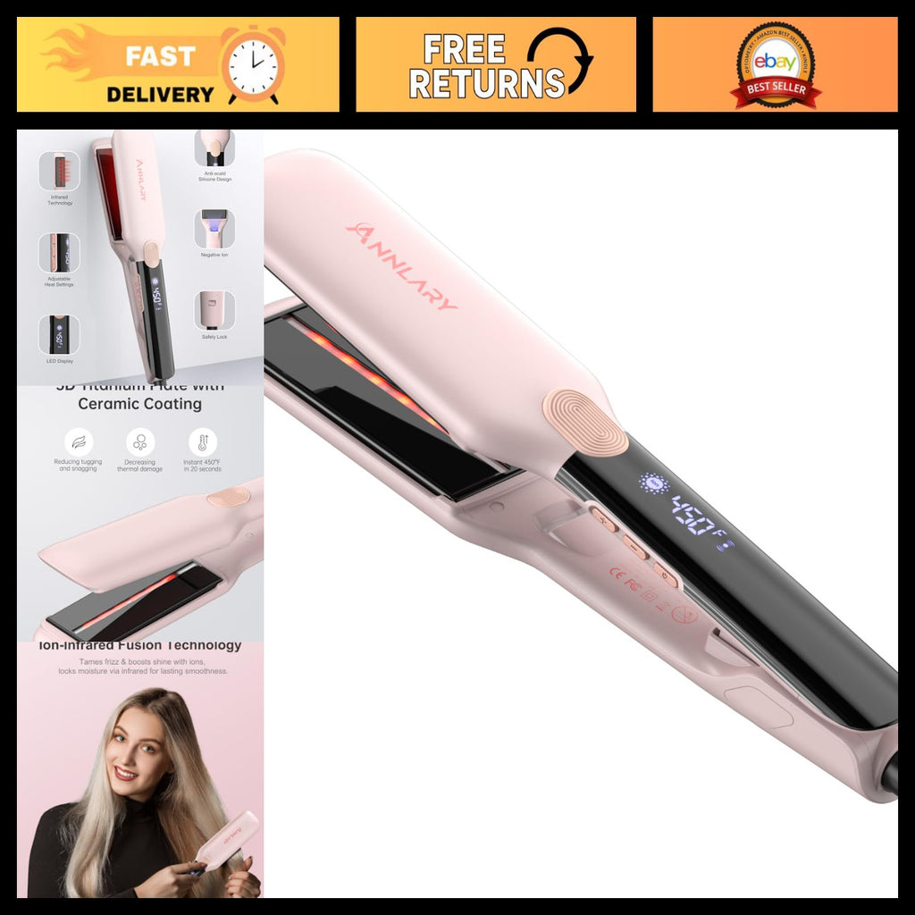 1.75-Inch Infrared Ionic Titanium Ceramic Hair Straightener - Salon-Quality Flat Iron