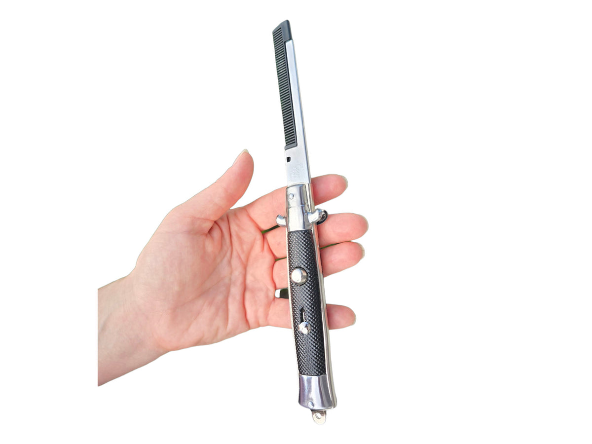 12 Pack Retro-Style Switchblade Hair Combs with Display Box - 9 Inch