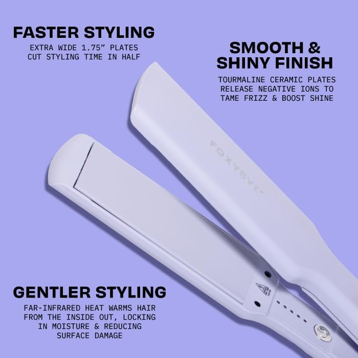 Ceramic Flat Iron for Hair - 1.75 Inch Dual Voltage Professional Styling Tool - Lavender