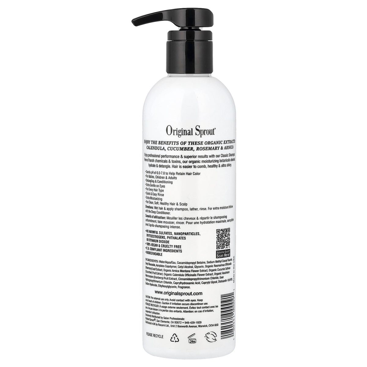 Hypoallergenic Baby & Kid Shampoo - Gentle, Detangling, Organic Botanical Formula 12 fl oz