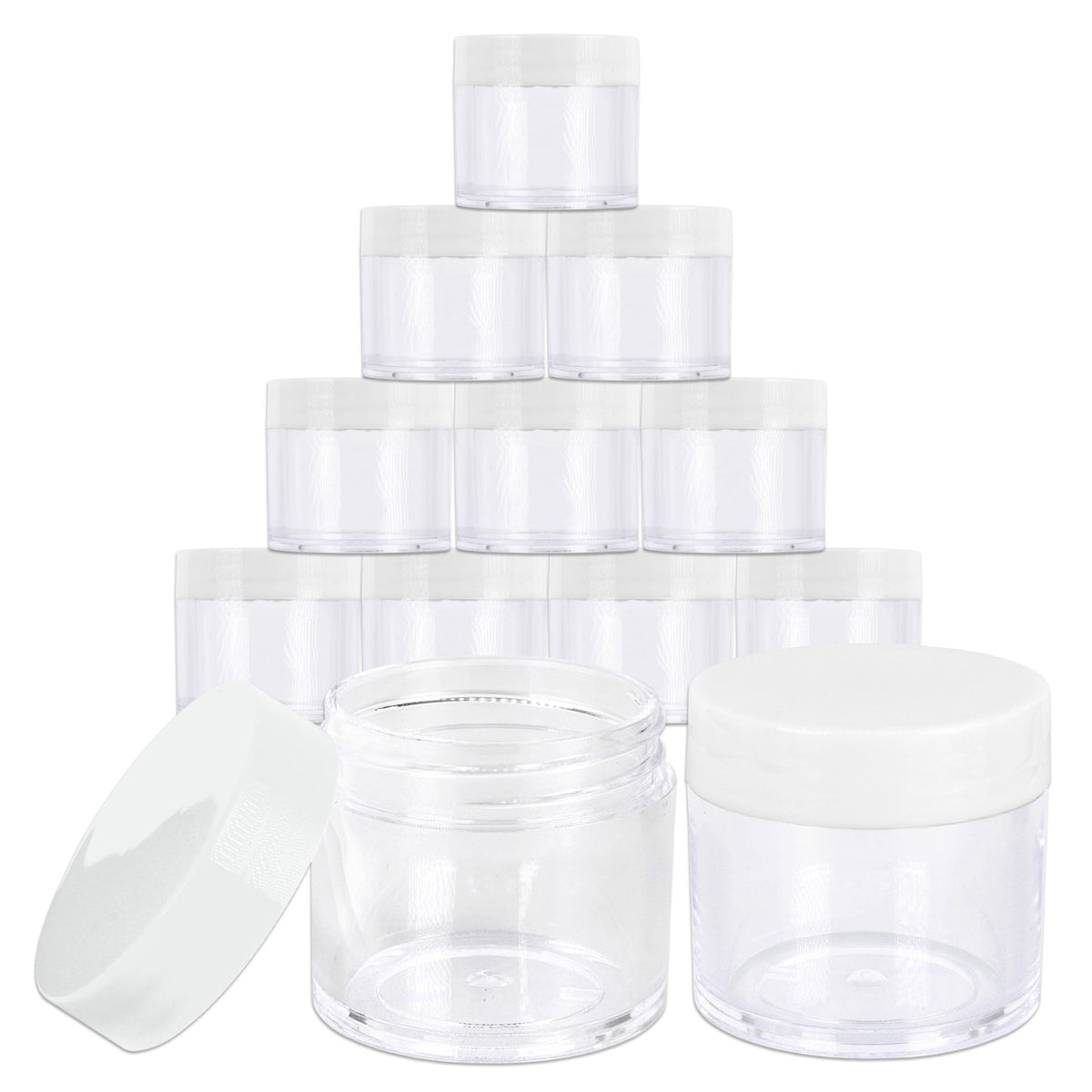 12 Pack 1oz Acrylic Plastic Jars BPA Free Sample Containers for Cosmetics & Food