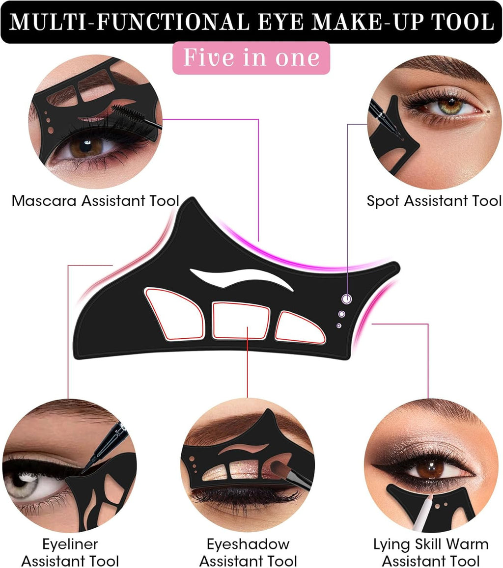 Reusable Eyeshadow & Cat Eyeliner Stencil Tool Set – 5 in 1 Guide