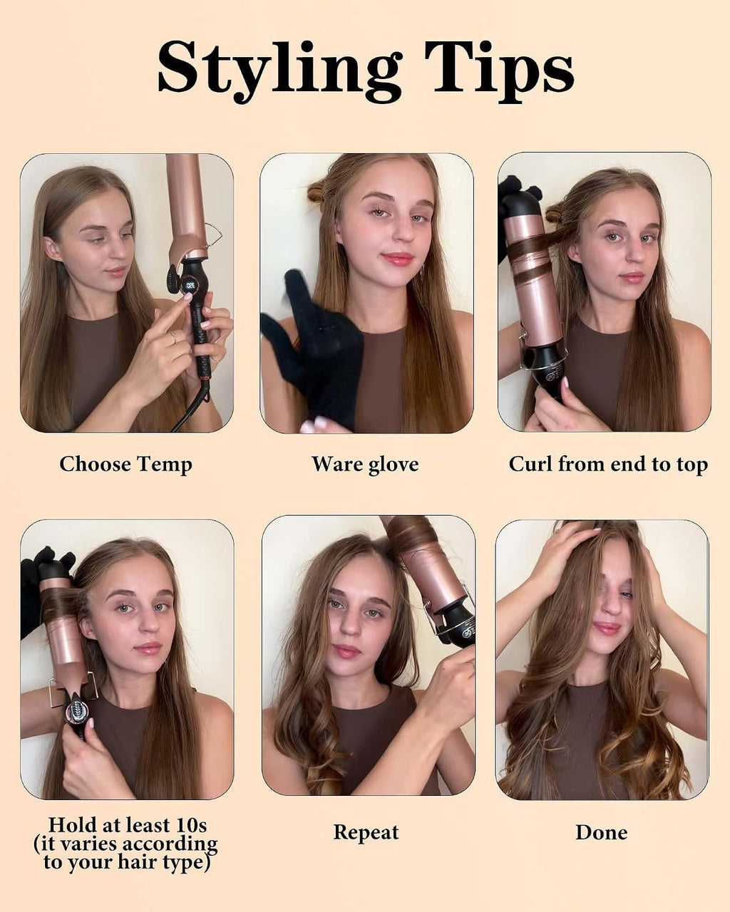 2-Inch Ceramic Curling Iron with Fast Heating & Travel Dual Voltage