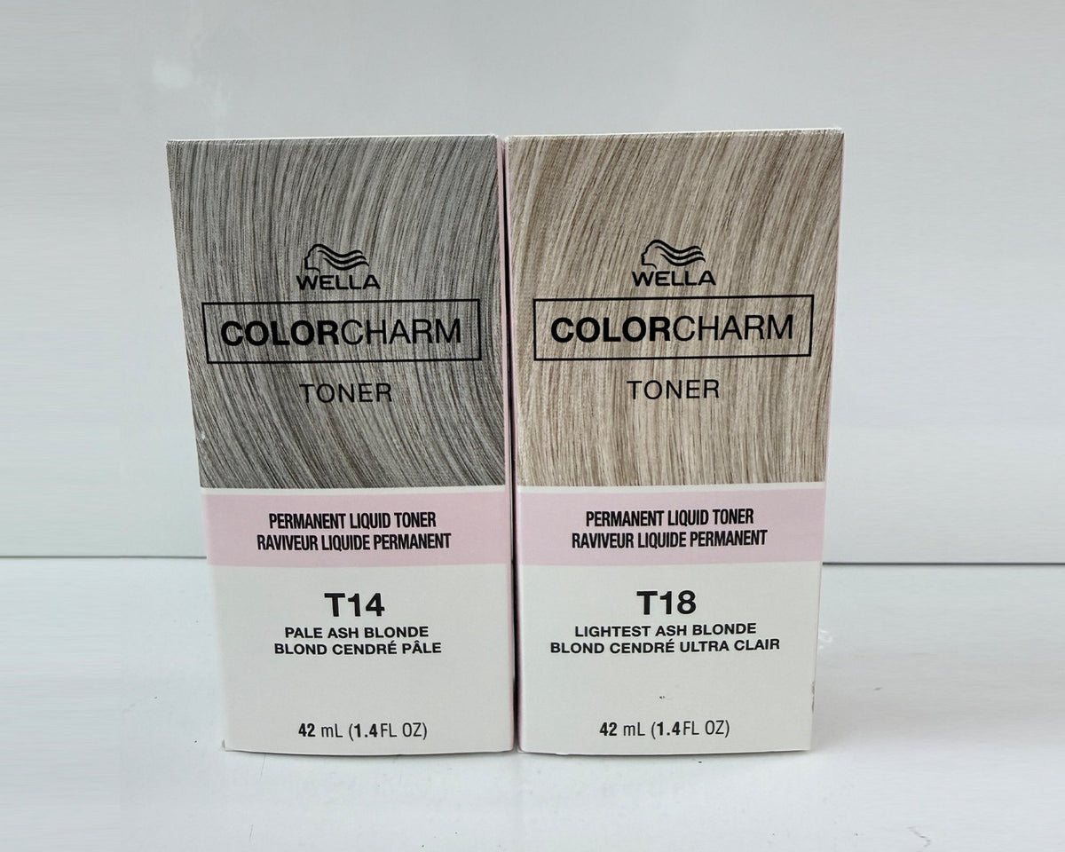 Wella Color Charm T14 Pale Ash Blonde & T18 Lightest Ash Blonde Toner Set - 1.4 oz Duo
