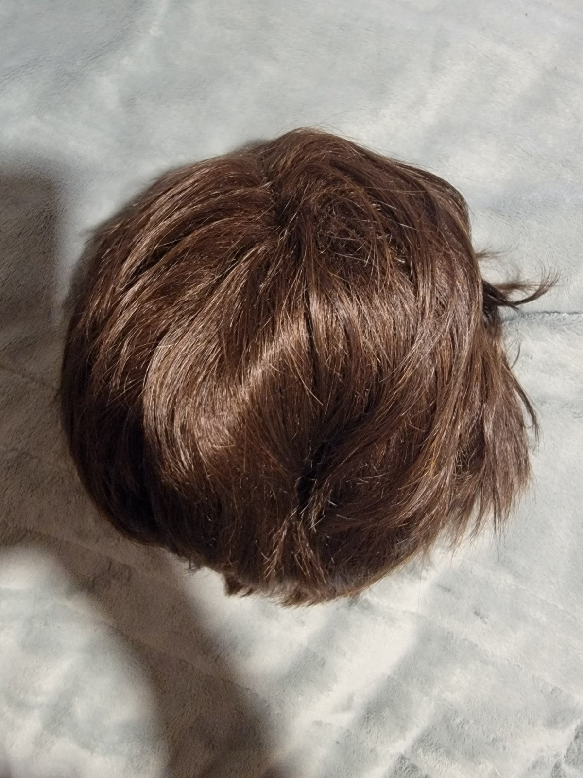 Short Human Hair Blend Wig with Bangs - Pixie Cut, Black Brown
