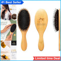 Boar Bristle Hair Brush for Detangling & Styling - Bamboo Oval Comb