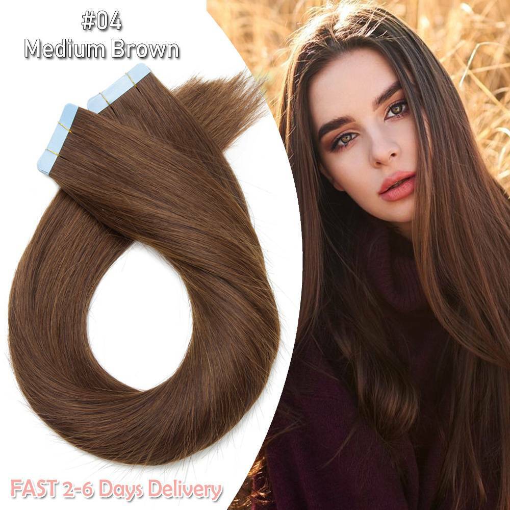Remy Human Hair Tape-In Extensions 20-60pcs - Natural Black & Blonde Shades