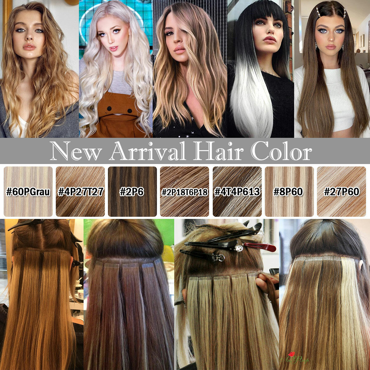 Russian Tape-In Human Hair Extensions - Thick Remy Hair, Multiple Colors & Lengths