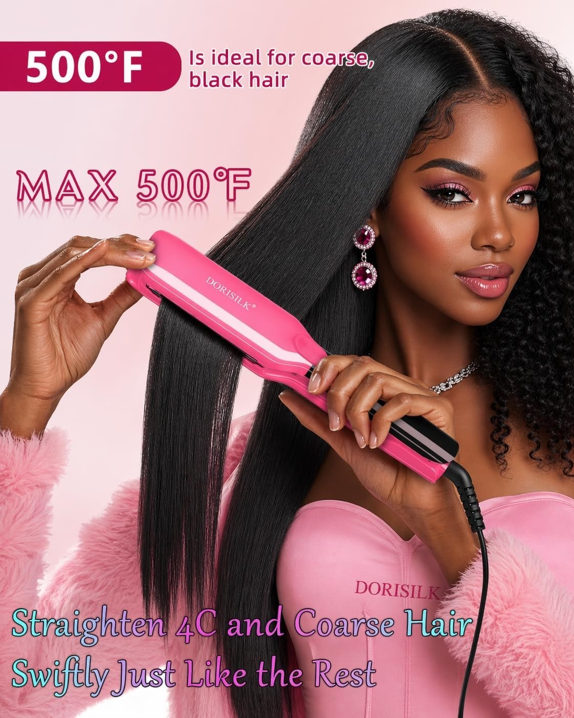 Professional 1.75-Inch Ceramic Hair Straightener & Curler Flat Iron
