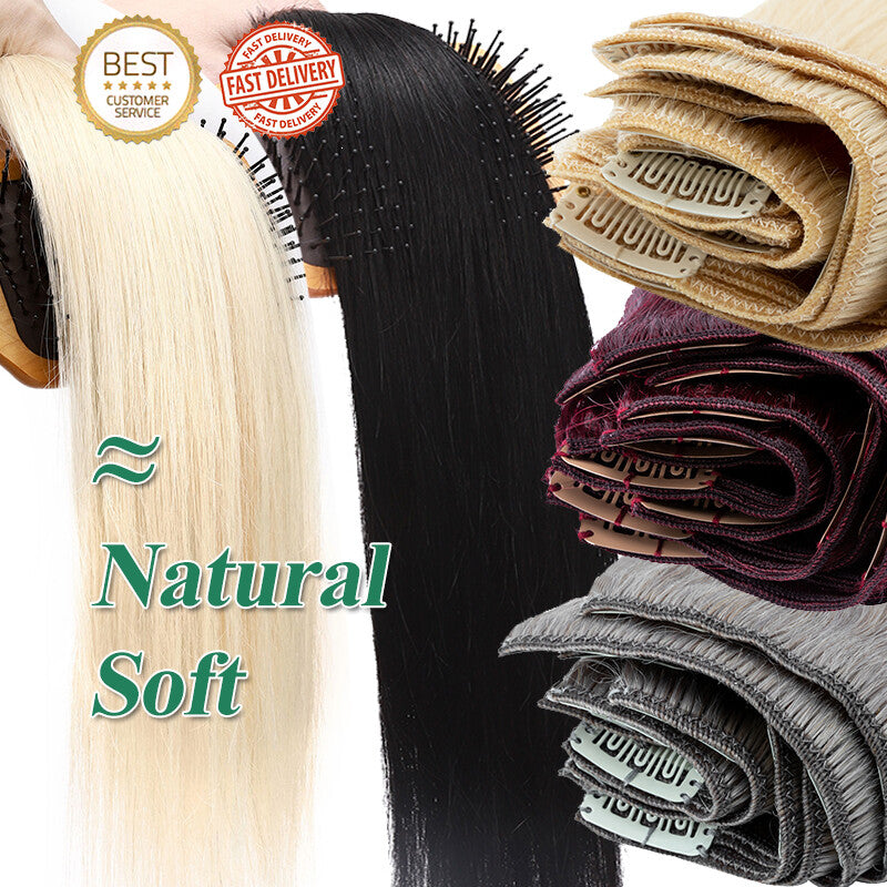 Remy Clip-In Hair Extensions Full Head Set - Blonde, Brown, Black, Wavy & Straight
