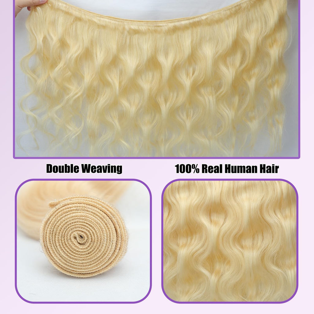 Blonde Brazilian Virgin Hair Bundle 18 Inch Double Weft 613 Color