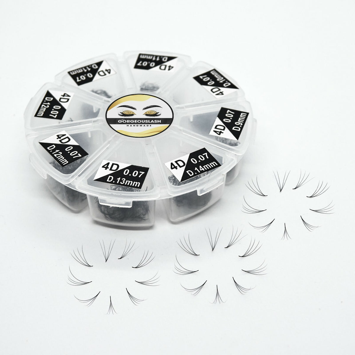 False Eyelashes 4D Mixed Lengths - 1000 Handmade Lashes for Lash Extensions