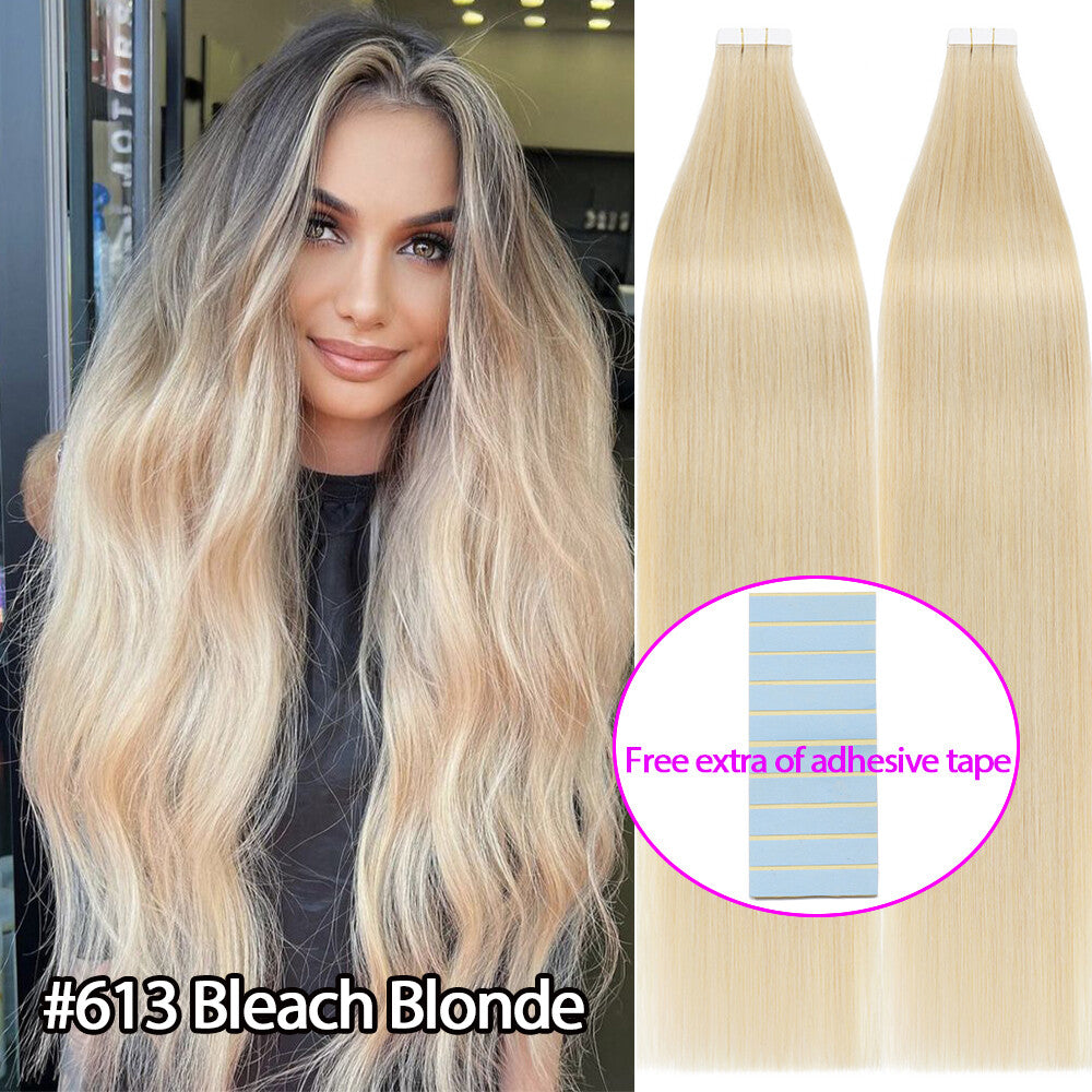 Russian Tape-In Human Hair Extensions - 100% Remy Body Wave, Multiple Colors & Lengths