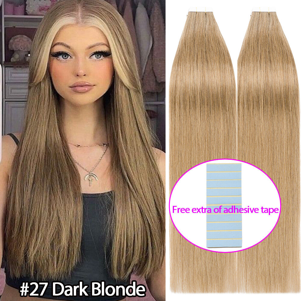 Russian Tape-In Human Hair Extensions - 100% Remy Body Wave, Multiple Colors & Lengths