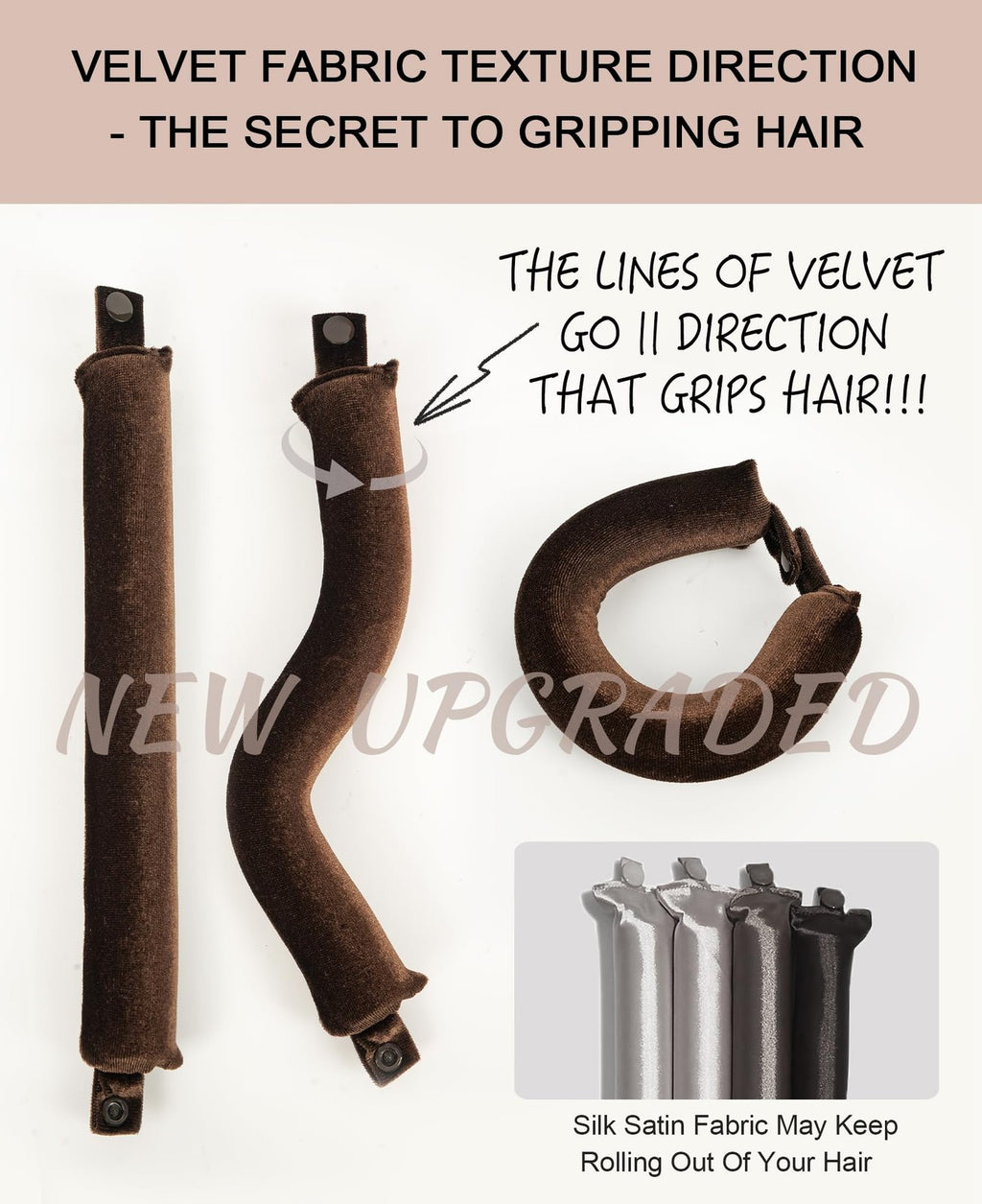Heatless Curling Rod Set for Overnight Hair Styling - Velvet Bouncy Curls