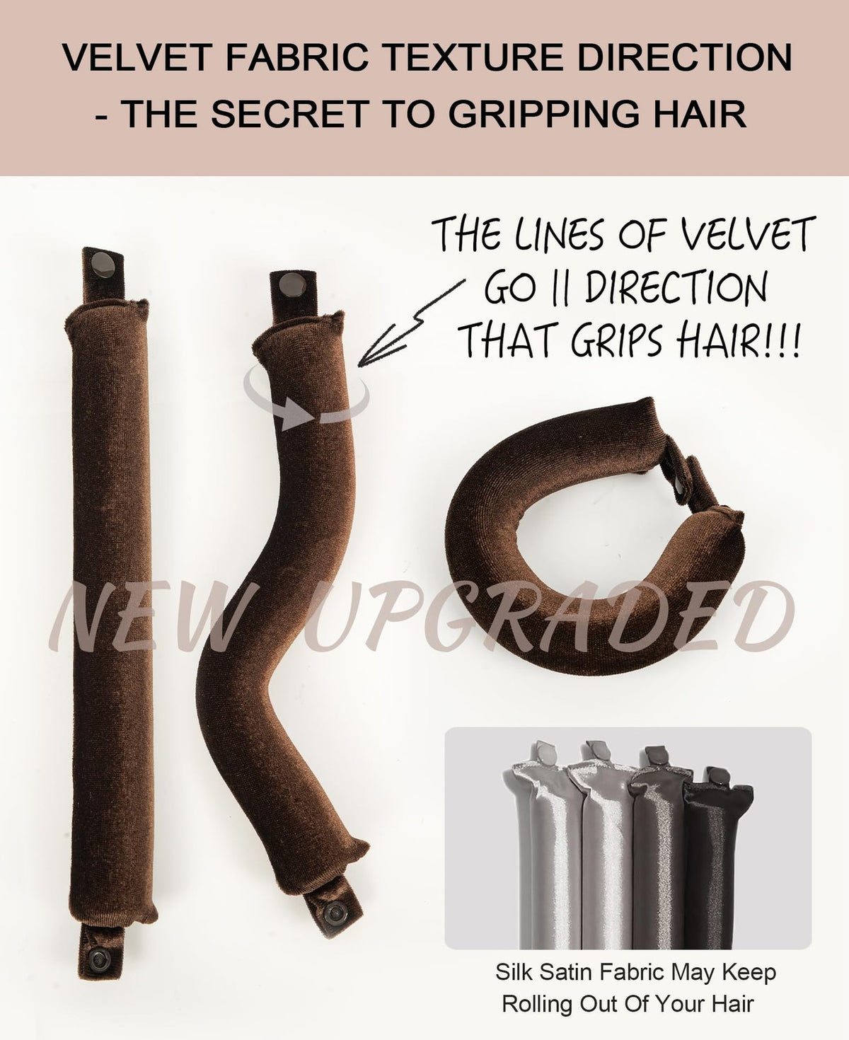 Heatless Curling Rod Set for Overnight Hair Styling - Velvet Bouncy Curls