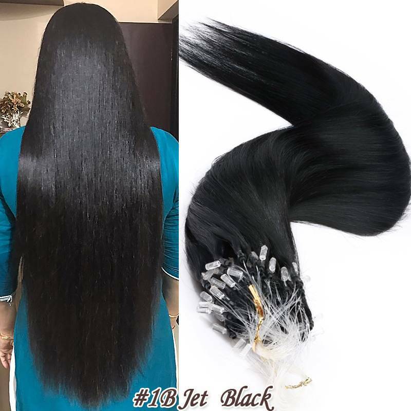 Human Hair Extensions Micro Loop Bead Rings - Real Remy Hair, Multiple Colors & Lengths