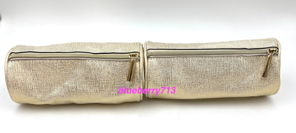 2 Gold Cosmetic Makeup Bags Clutch Pencil Cases Travel Organizer