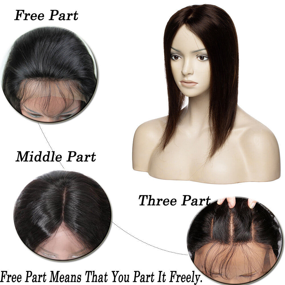 Remy Human Hair Topper with Silk Base for Women - Clip-In Volumizer