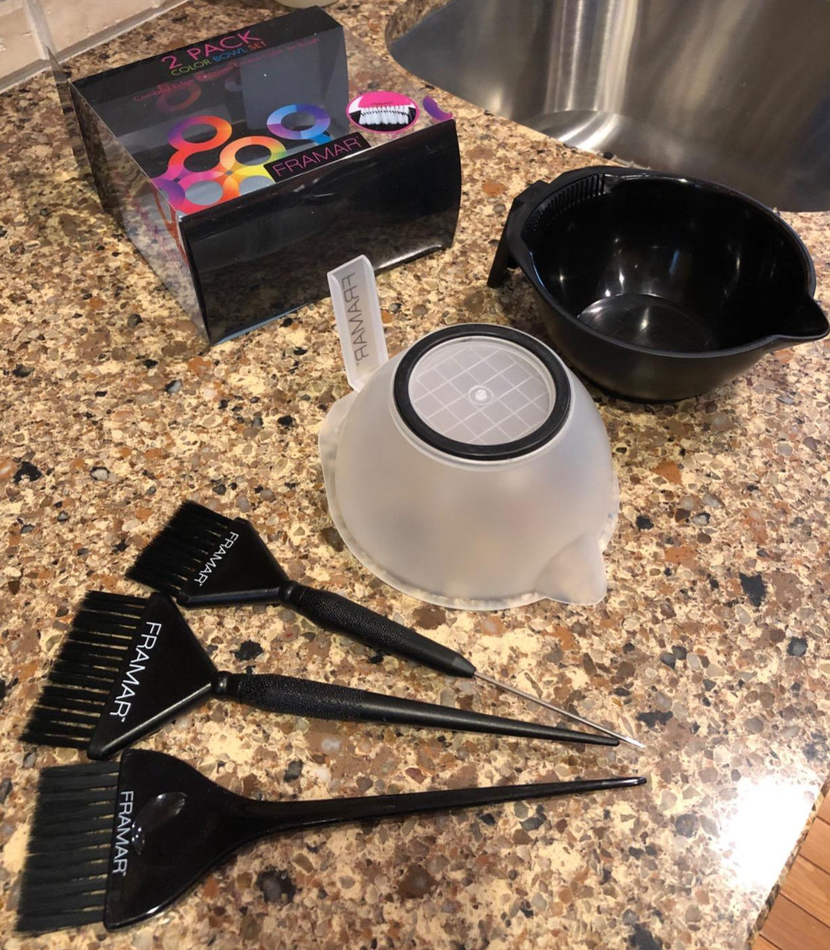 2PCS Hair Dye Mixing Bowls with Brush Cleaner, Rubberized Non-Slip Bottom