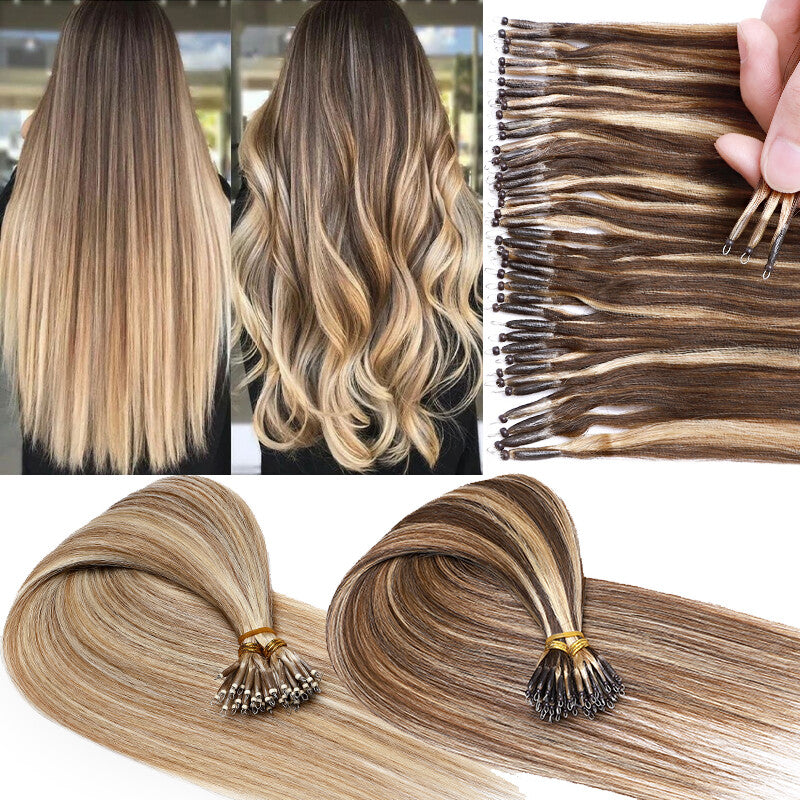 150g Thick Nano Ring Human Hair Extensions with Micro Beads for Ombre Styles
