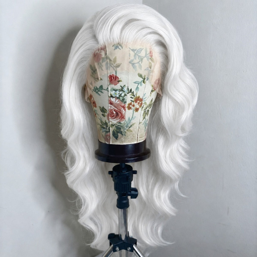 White Synthetic Lace Front Wig 13x4 Wavy Long Wearable Hair