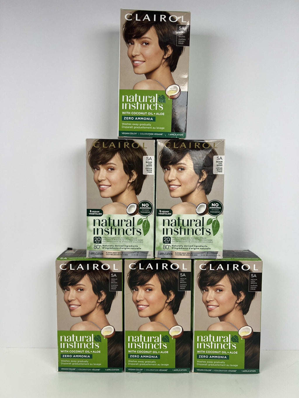 Clairol Natural Instincts Semi-Perm Hair Dye Medium Cool Brown 5A - Pack of 6