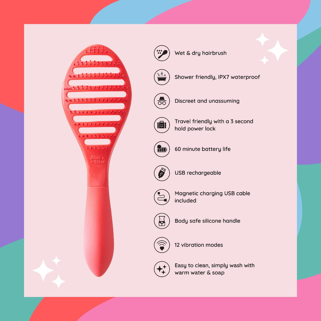 Discreet Hairbrush Vibrator - 2-in-1 Waterproof Personal Massager