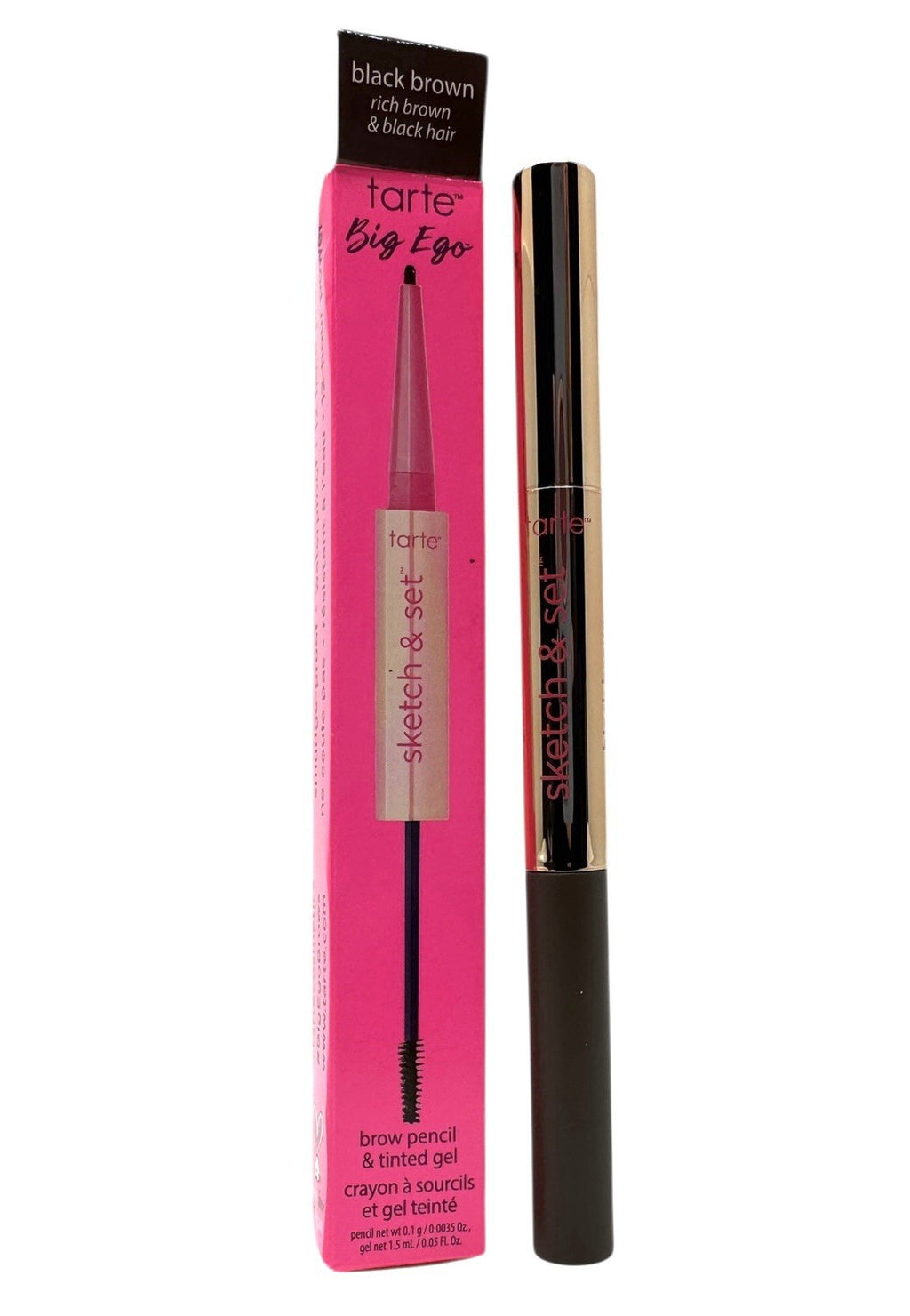 Big Ego Brow Pencil & Tinted Gel Set - Black Brown, 2-in-1 Brow Tool