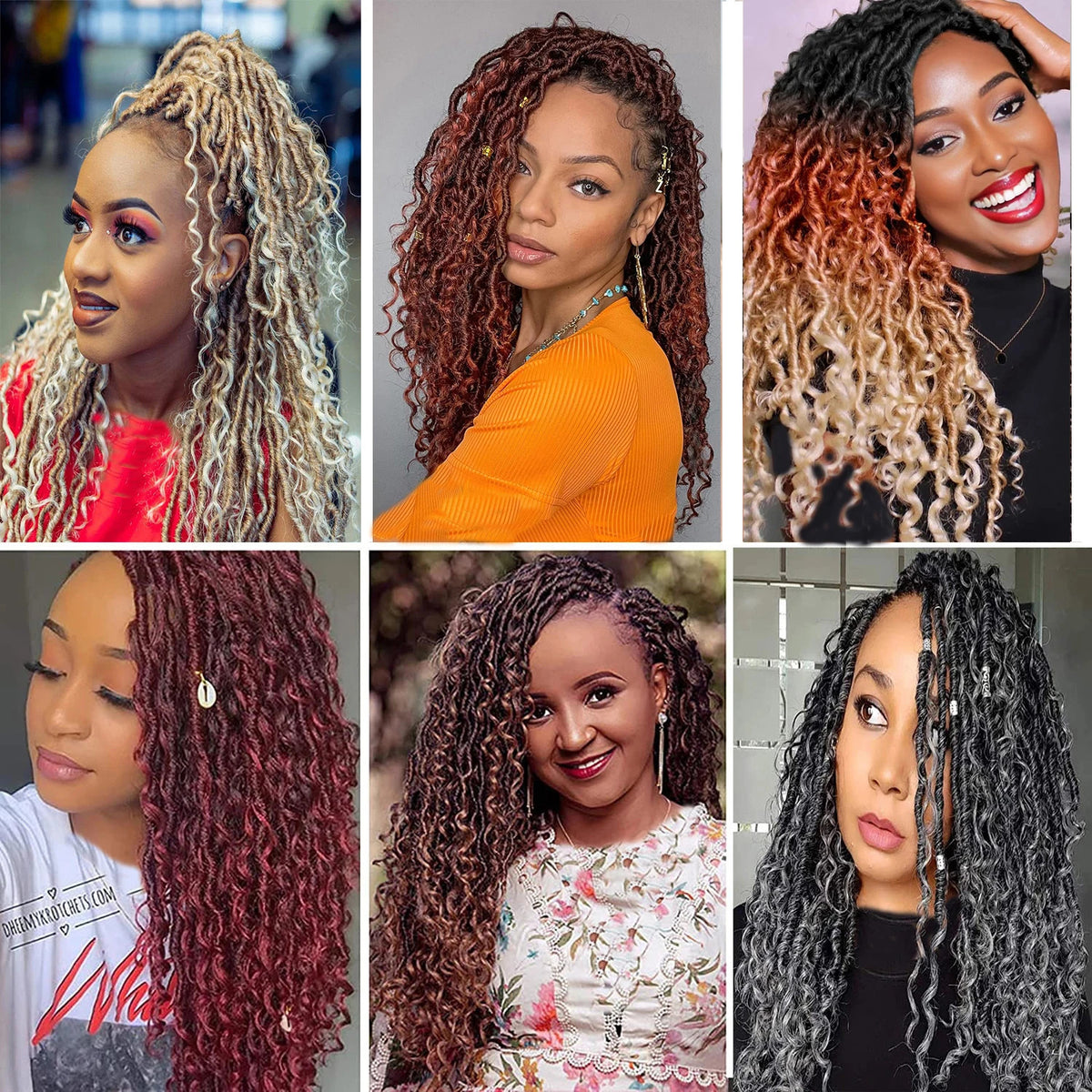 Synthetic Curly Faux Locs Crochet Hair Extensions for Women