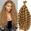 Honey Blonde #27 Deep Water Wave Human Braiding Hair 16 Inch 2 Bundles