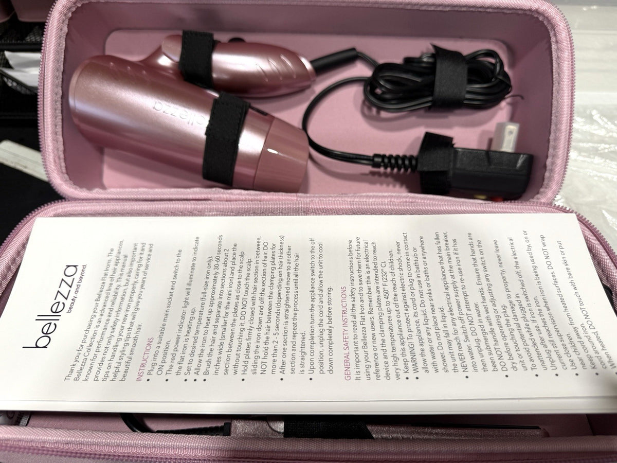 Travel Hair Dryer and Flat Iron Set - Dual Voltage Mini Blowout Kit with Carrying Case