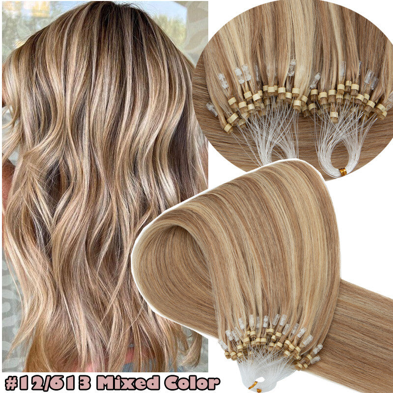 150g Thick Loop Human Hair Extensions Micro Ring Microlink Beads Blonde