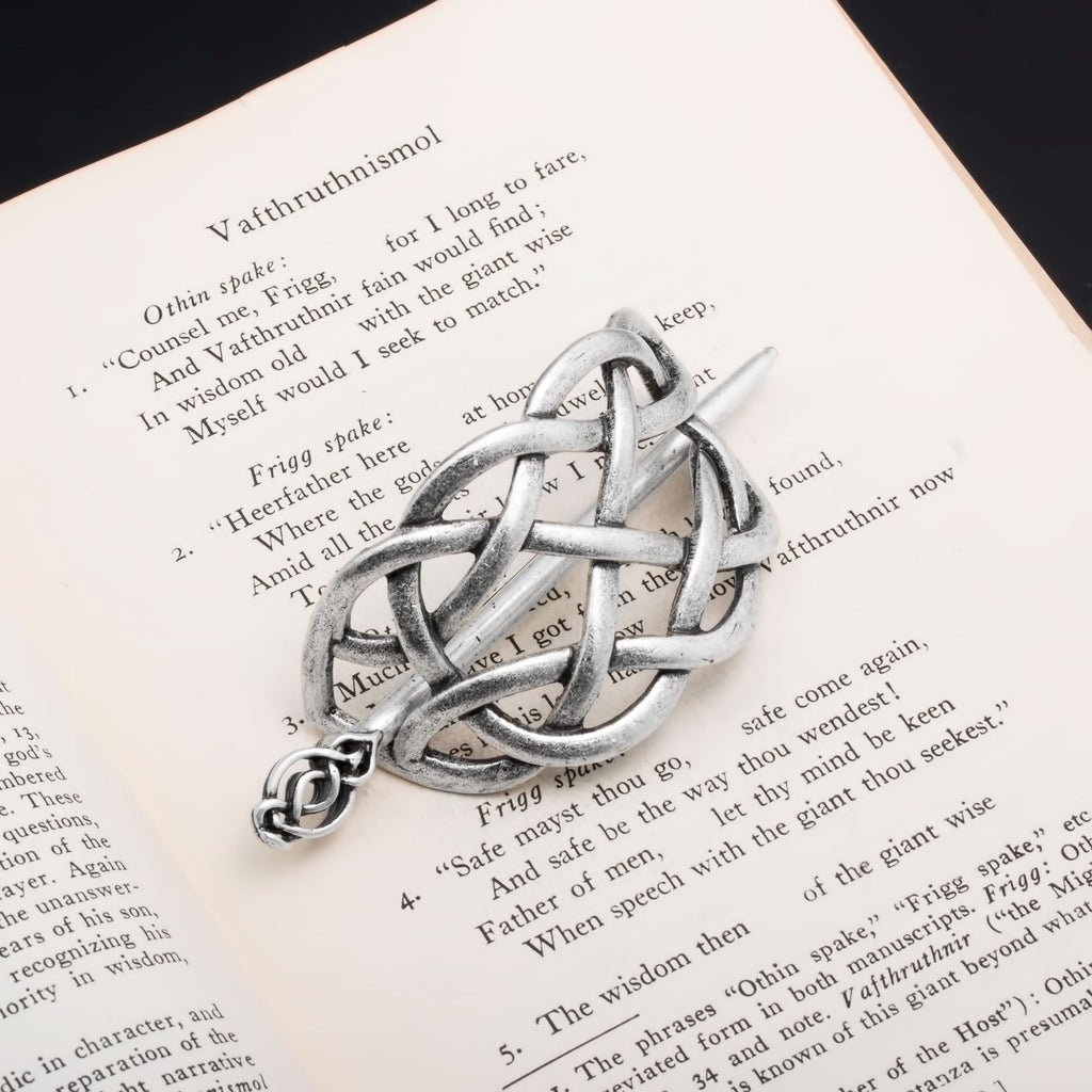 Silver Celtic Infinity Knot Hair Pin - Viking Style Hair Accessory
