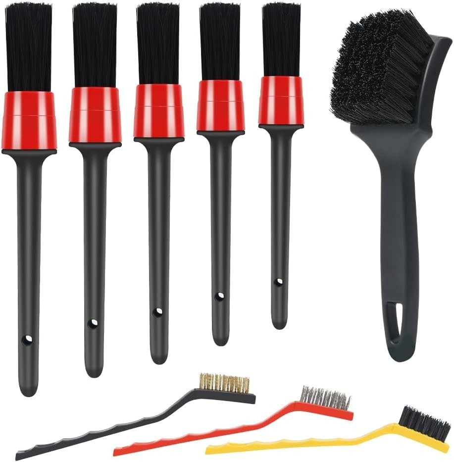 9-Piece Car Detailing Brush Set for Interior Exterior Tire Wheel Engine Cleaning