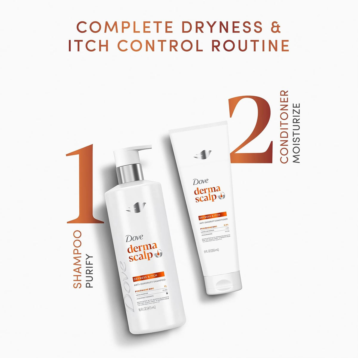 Dove Derma Scalp Anti-Dandruff Shampoo & Conditioner Set 12 Fl Oz Pack of 2