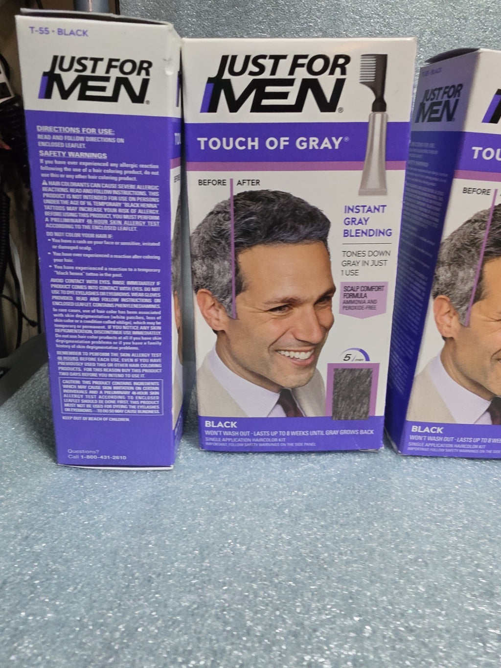 Hair Color Kit 4 Pack Touch of Gray Black T-55 for Men - Easy Hair Coloring