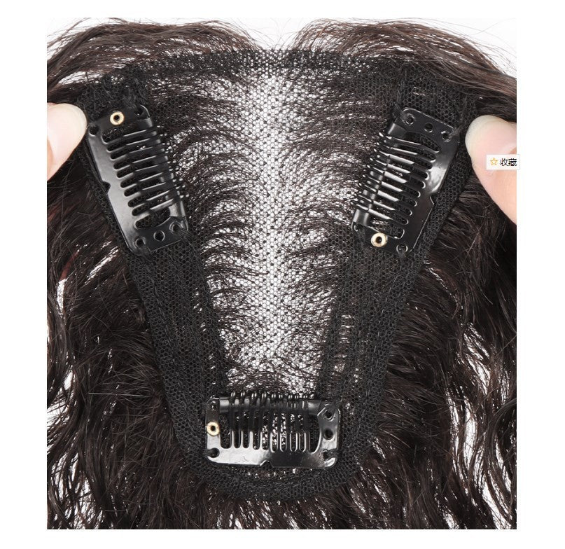 10-Inch Human Hair Clip-In Wavy Curly Hair Topper for Women
