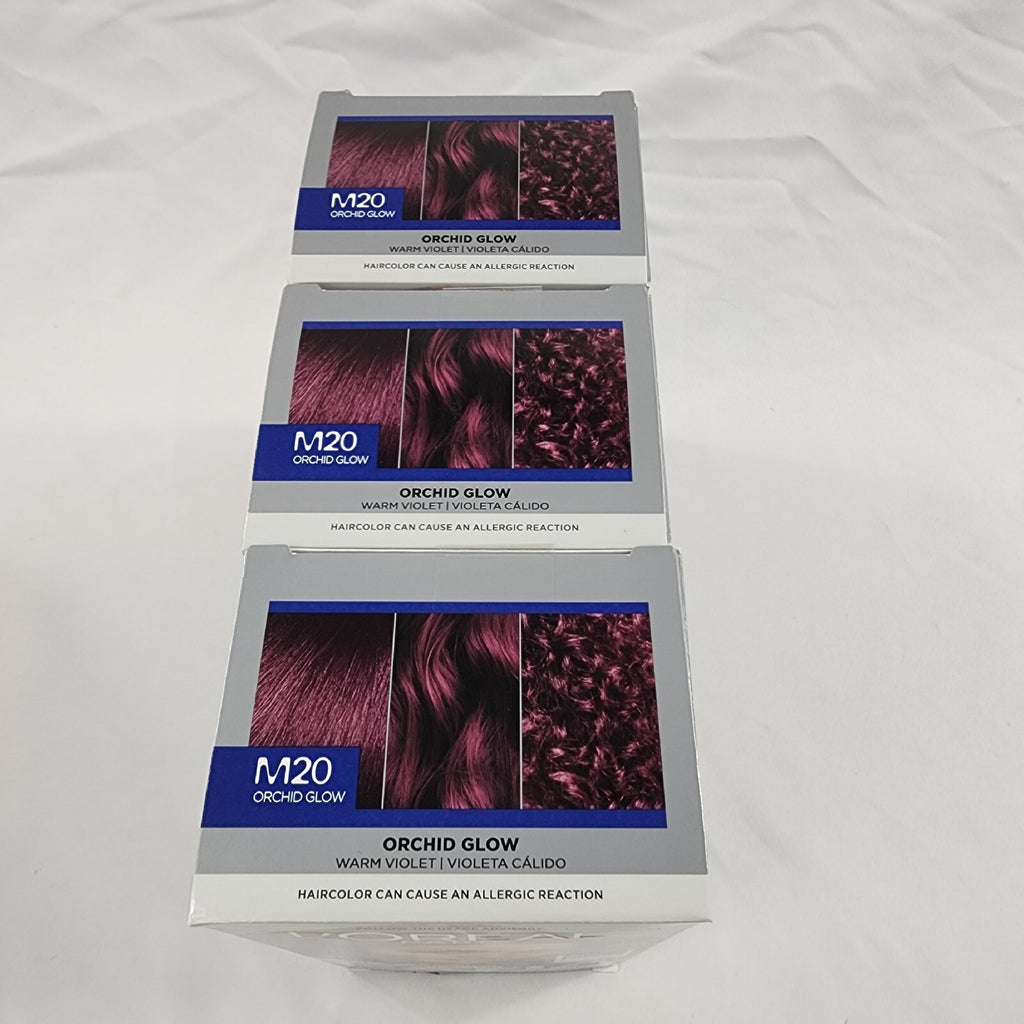 L'Oreal Feria Midnight Bolds Hair Color Kit Orchid Glow M20 Warm Violet - Pack of 3