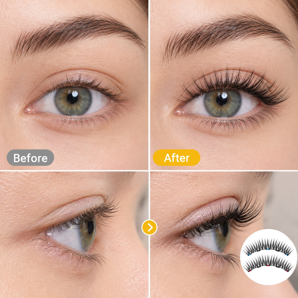 Magnetic False Eyelashes Kit Reusable Natural Look with Applicator