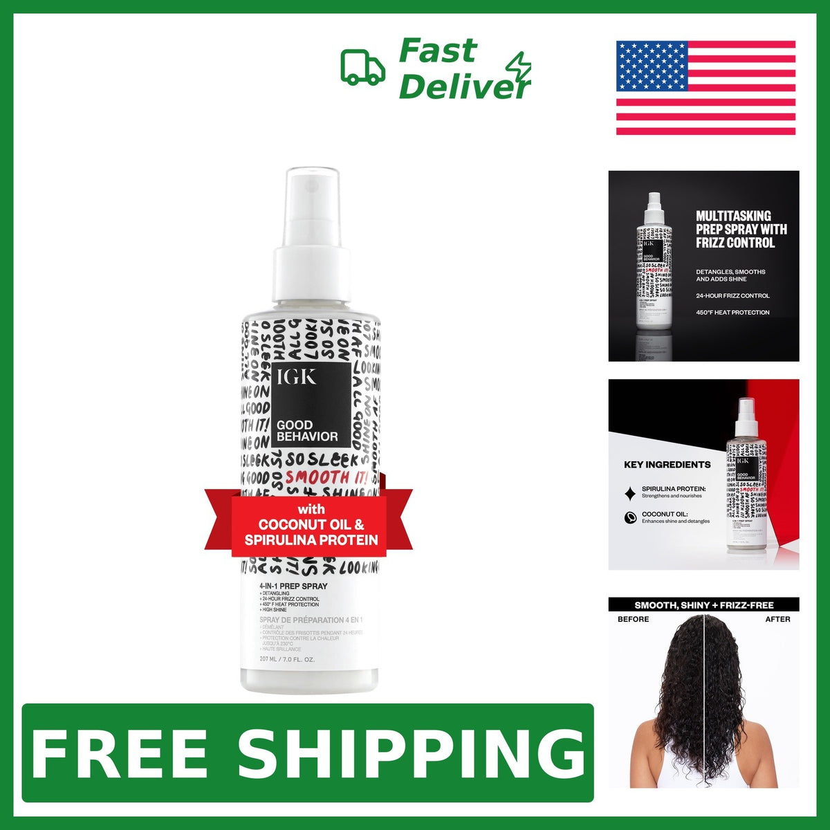IGK Good Behavior 4-in-1 Hair Prep Spray Nourishes & Adds Shine