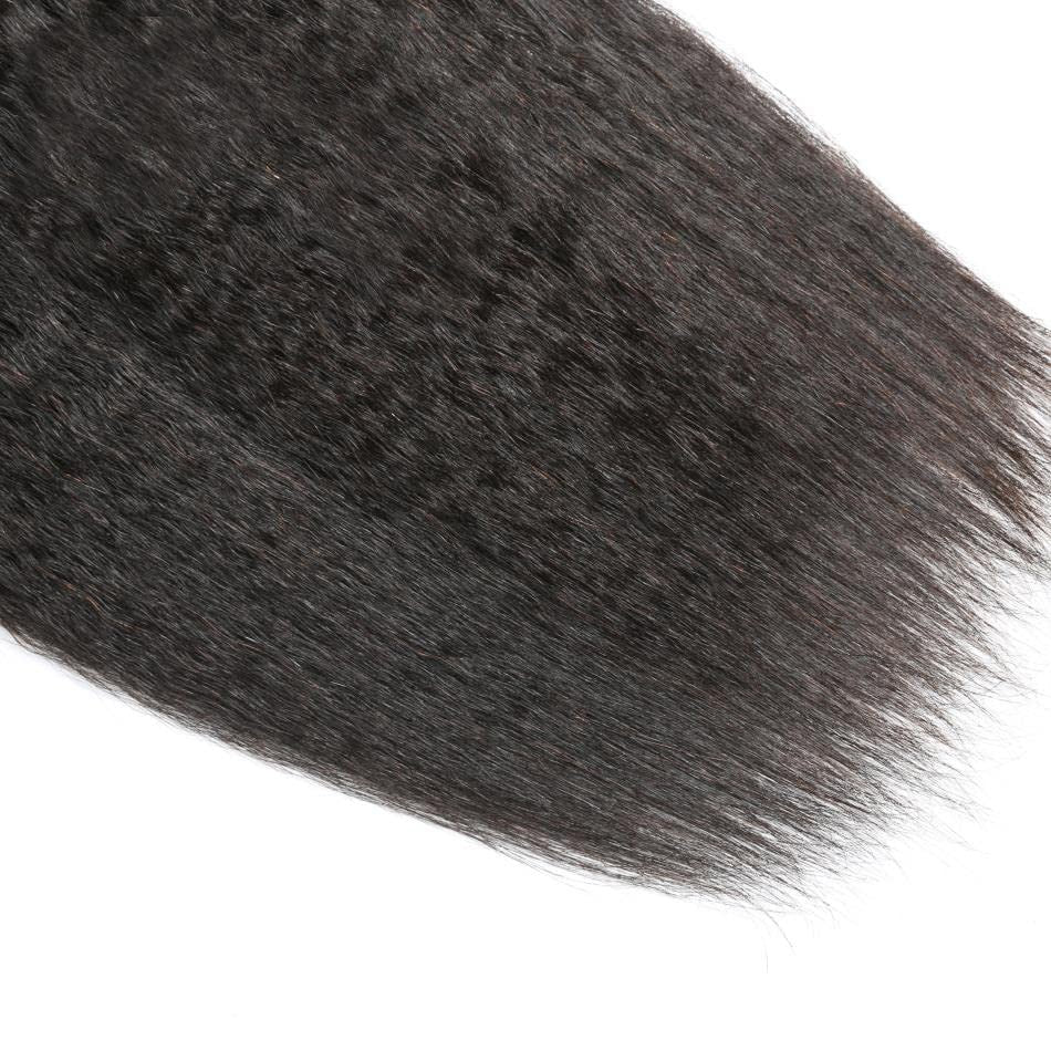 Kinky Straight Brazilian Virgin Human Hair Extensions - 3 Bundles #1b 150g