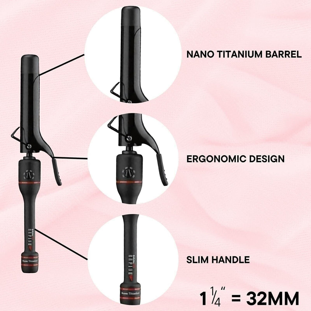 BaByliss Pro Nano Titanium Curling Iron Barrel Set 1" & 1¼" Black