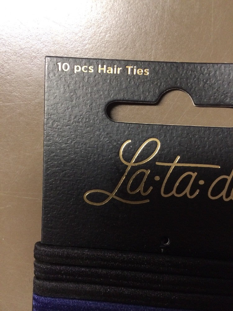 10-Piece Hair Ties Set with Gold-Tone Holders - Black, Navy, Tan, Lot of 8 Packs