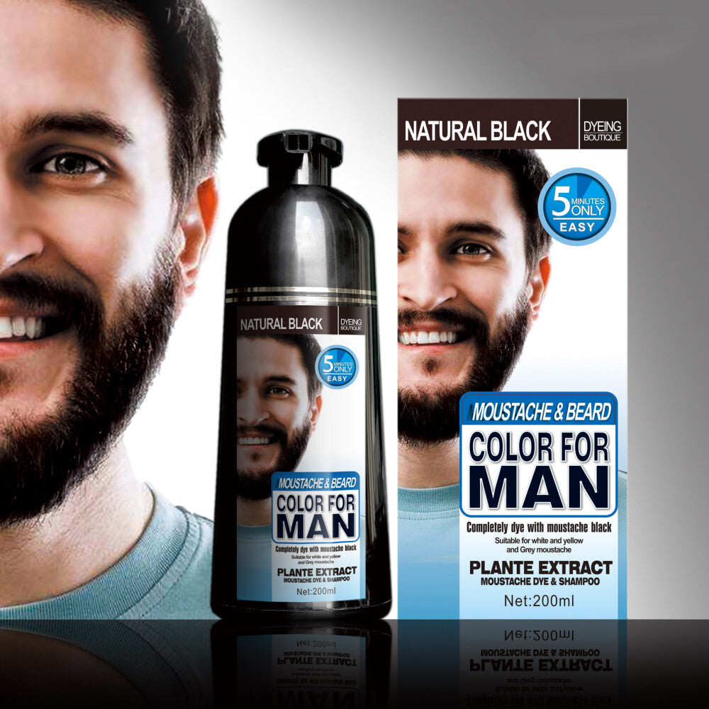 Men's Beard Hair Color Dye Shampoo - Natural Black Darkening 2-Pack
