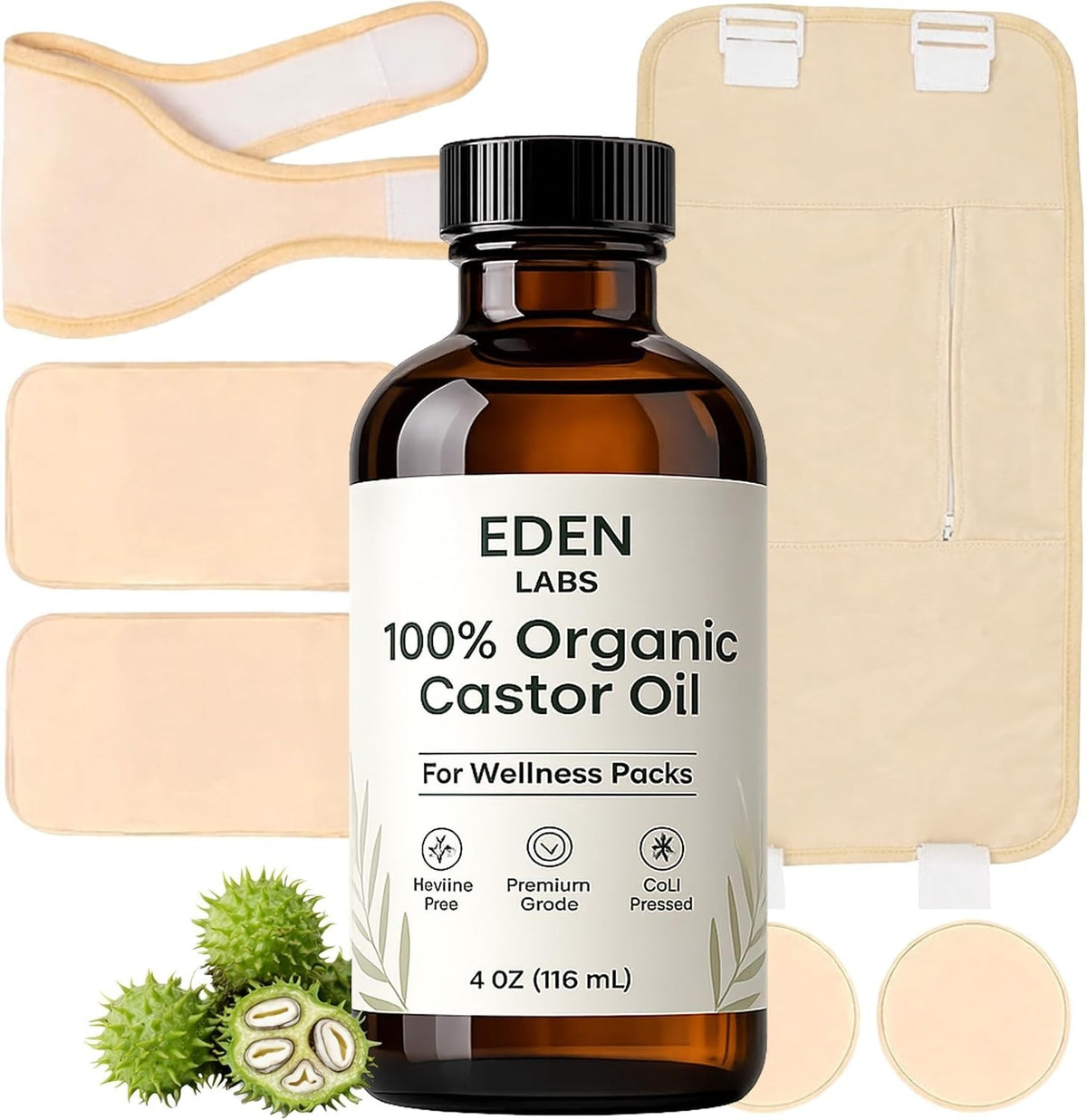 Reusable Castor Oil Pack with Adjustable Waistband - 116ml Organic Self-Care Wrap