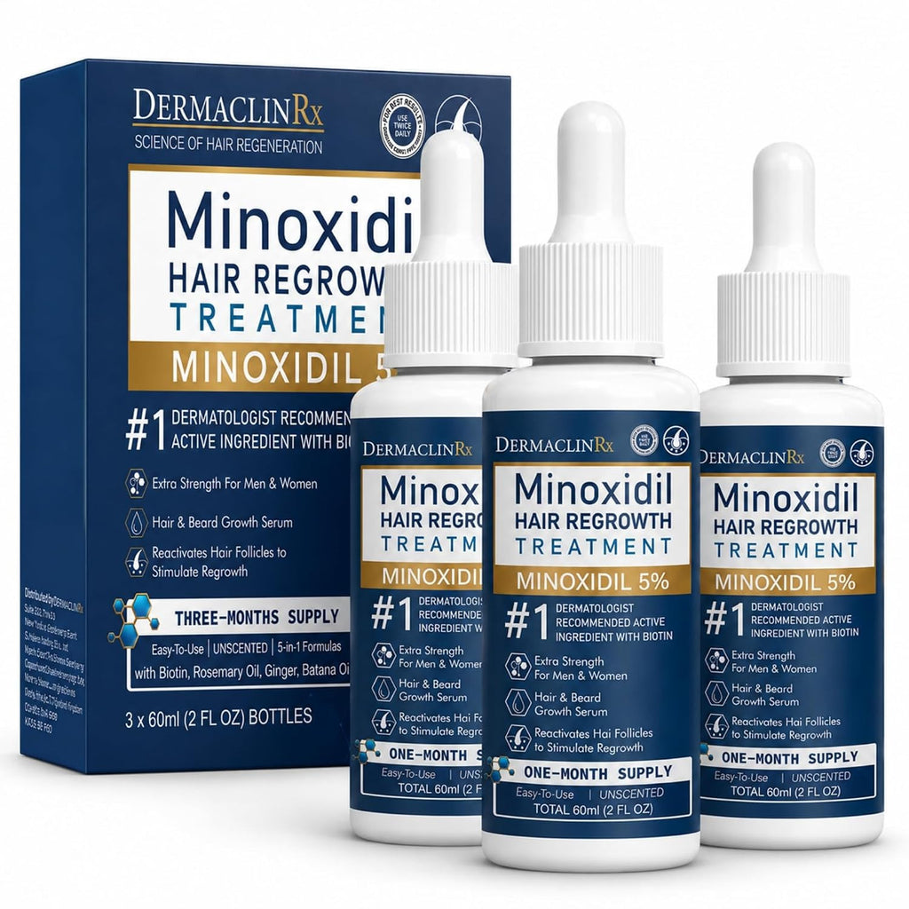 Minoxidil Hair Regrowth Serum for Thinning Hair 3-Pack - Supports Fuller Hair