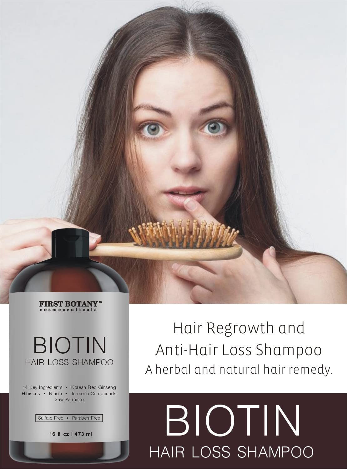 Natural DHT Blocker Shampoo for Hair Loss - Herbal Hair Growth Treatment, 16 oz