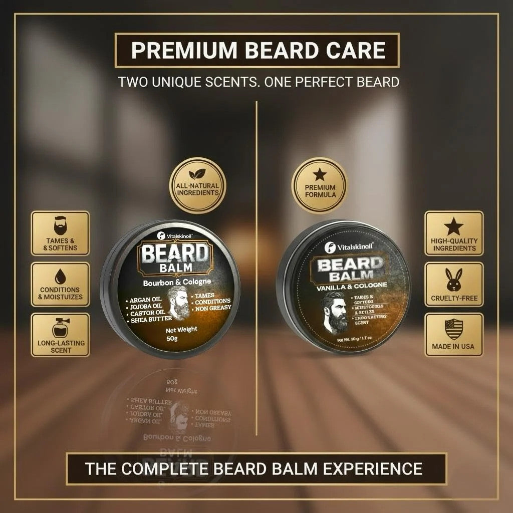 Men's Beard Balm Set with Sandalwood Cologne Scent - 2 Pack