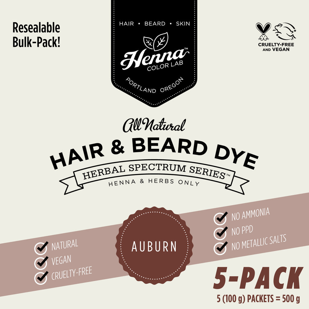 Auburn Henna Hair & Beard Dye Pack of 5 - Natural Botanical Color